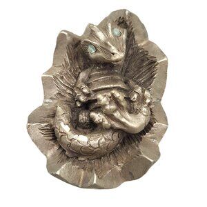 Rawcliffe Hatching Baby Dragon Hammered Pewter Egg Figurine Fantasy Mythical